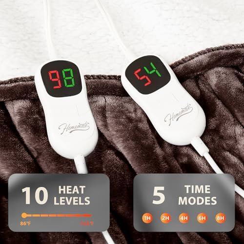 Homemate Heated Electric Blanket King Size 100"x 90" Heating Blanket