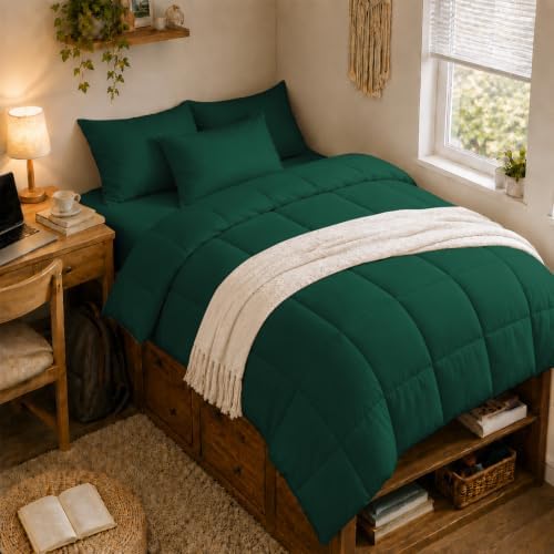 Anluoer Twin Comforter Set, 5 Piece Bed in a Bag Twin Bedding Sets
