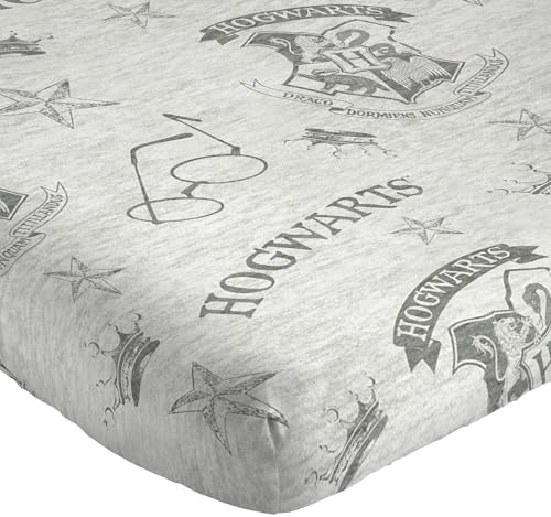 Jay Franco Kids Sheet Set with Fitted, Flat Sheets & Pillow Cover - Ultra-Soft Bedding with Pillowcase for Room Decor, Gray - Harry Potter, 3 Piece Twin