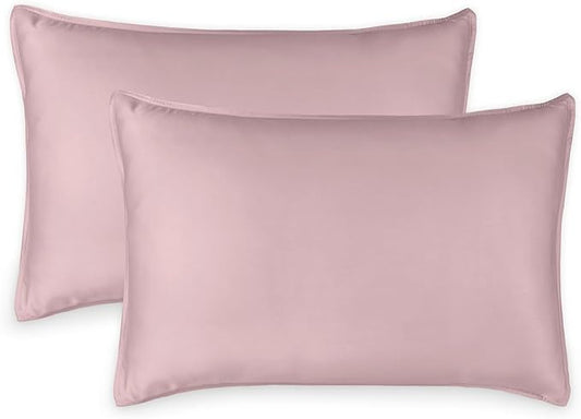 King Pillowcases by Pure Bamboo, Genuine 100% Organic Viscose Derived from Bamboo, Luxuriously Soft & Cooling, Double Stitching, Envelope Closure (2 King Pillowcases, Dusty Pink)