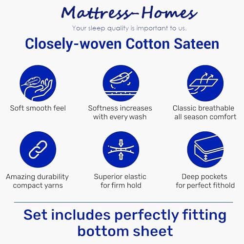 Mattress-Homes Extra Deep Pocket 6 Piece Queen Sheet Set, Hotel Luxury Collection, 100% Egyptian Cotton, 21" Deep Fitted Sheet, Soft, Cool & Breathable Bedding with 4 Pillowcases in Taupe Stripe