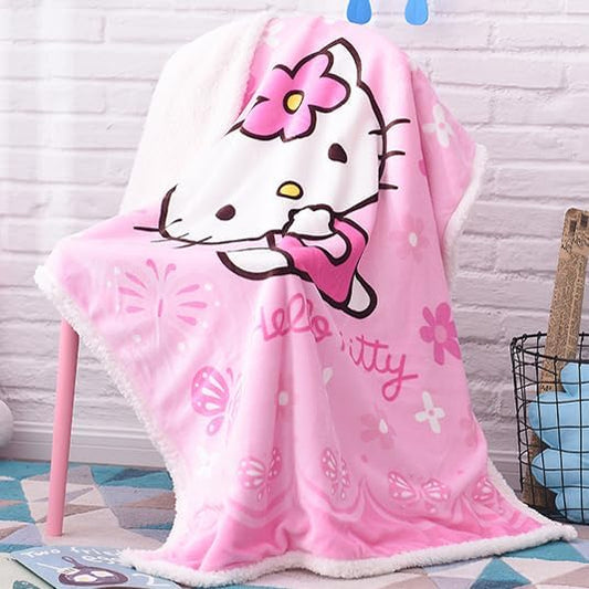 Cartoon Printing Throw Blanket for Girls Kids Adults, 40"x55", All Seasons Flannel Fleece Blanket, Soft & Warm Plush Blankets for Couch Sofa Bed Camping Travel (Pink 001)