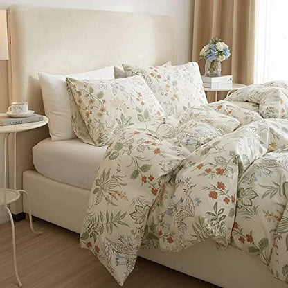 Botanical Floral Comforter Set Twin XL Garden Style Girls Flower Comforter Fluffy Aesthetic Floral Bedding Set Lightweight Cottagecore Comforter with 2 Pillowcases All Season Twin XL Comforter Set