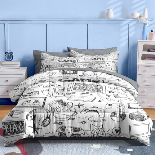 Nesker Twin Comforter Set for Boys, 5 Pieces Gaming Bedding for Kids