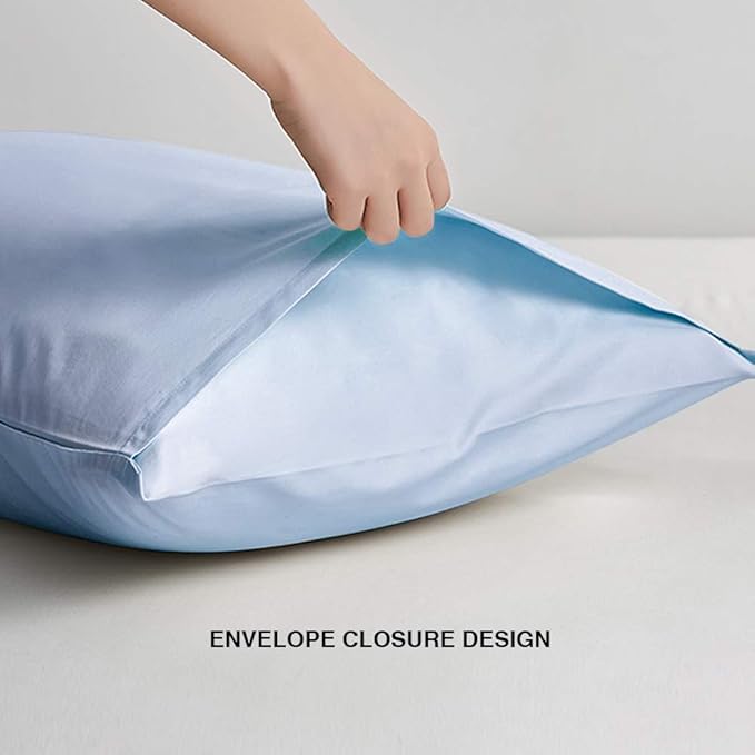 FLXXIE Pillow Cases Queen, Soft Microfiber Pillow Covers with Envelope Closure, Wrinkle Resistant Pillowcases, 2 Piece Set, 20x30, Sky Blue