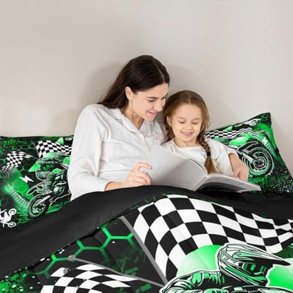 Feelyou Dirt Bike Comforter Set for Kids Boys Girls Twin Size