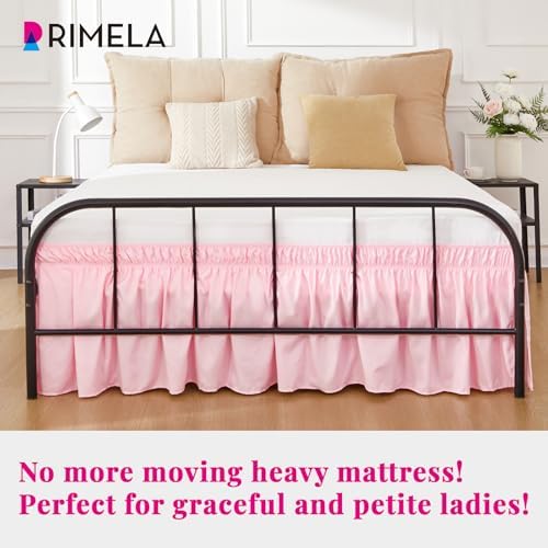 RIMELA Bed Skirt with Split Corners, Queen, 15 Inch Drop, Pink