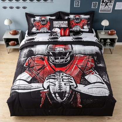 Football Full Size Bedding 6 Pieces for Boys Sports Comforter