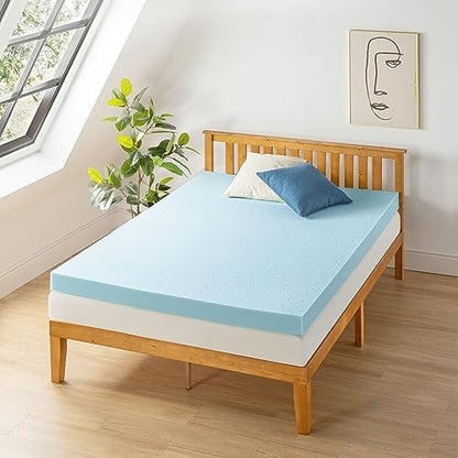 Best Price Mattress 4 Inch Ventilated Memory Foam Mattress Topper, Cooling Gel Infusion, CertiPUR-US Certified, Dorm Essentials, Twin