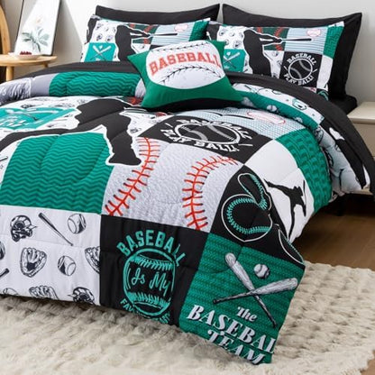 A Nice Night Sports Baseball Bedding Boys Comforter Sets Twin,Green