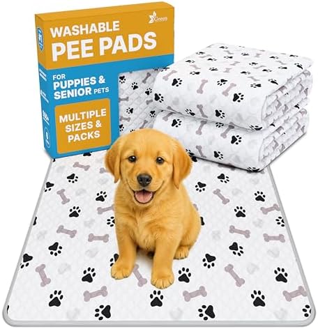 GREEN LIFESTYLE Washable Pee Pads for Dogs - Waterproof Reusable Puppy Pads with Anti-Slip Backing, Pet Training Pad for Puppy Playpen, Crate, Whelping Box, Potty Training (Pack of 48 - 30x34)