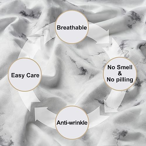 Best Season Bed Sheet Set 4 Pieces -Full Size-Soft Durable Microfiber Bedding Sheet Set,Deep Pocket,Stain,Fade & Wrinkle Resistant(White Marble)