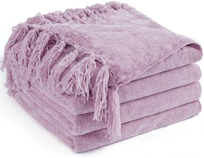 Chenille Throw Blanket for Couch 60" x 80", Lavender
