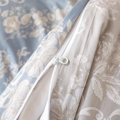 OAITE Full Duvet Cover Set 3pcs 100% Cotton Blue Damask Vintage Floral