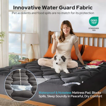 BEDLORE Waterproof Queen Mattress Pad, Breathable Mattress Protector with 6-18 Inch Deep Pocket, Quilted Fitted Mattress Topper Bed Cover, Noiseless & Machine Washable