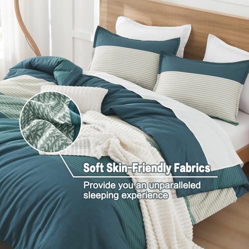 Litanika Full Comforter Set - 3 Pieces Stripe Bedding Comforter Sets