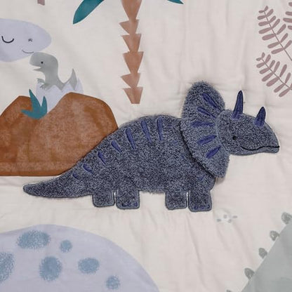 Lambs & Ivy Dino-Might 3-Piece Blue/Gray Dinosaur Nursery Baby Crib Bedding Set