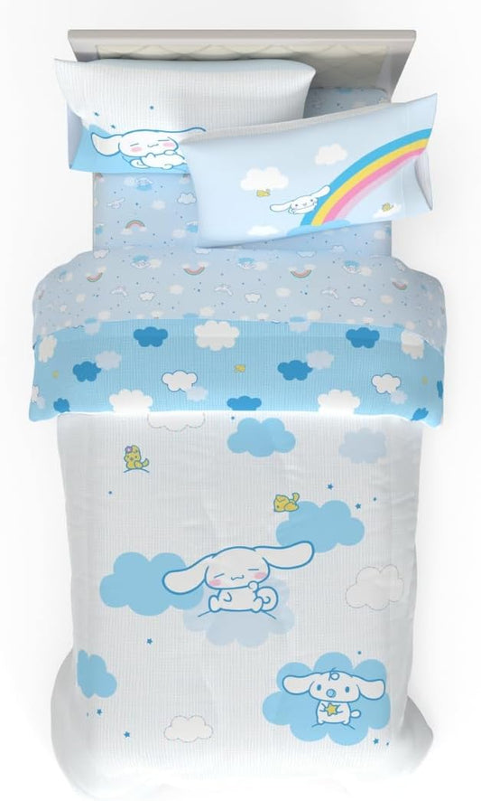 Cinnamoroll Bedding - 4 Piece Twin Size Bed Set - Super Soft Microfiber Comforter and Sheet Set, (Officially Licensed Product) by Franco Collectibles