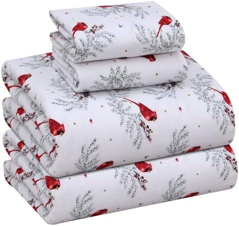 RUVANTI Flannel Sheets Set King Size, Cardinal