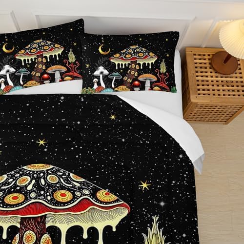 Mushroom Comforter King Bed Set，King Size Mushroom Bedding Set，with 1 Comforter with 2 Pillow Case