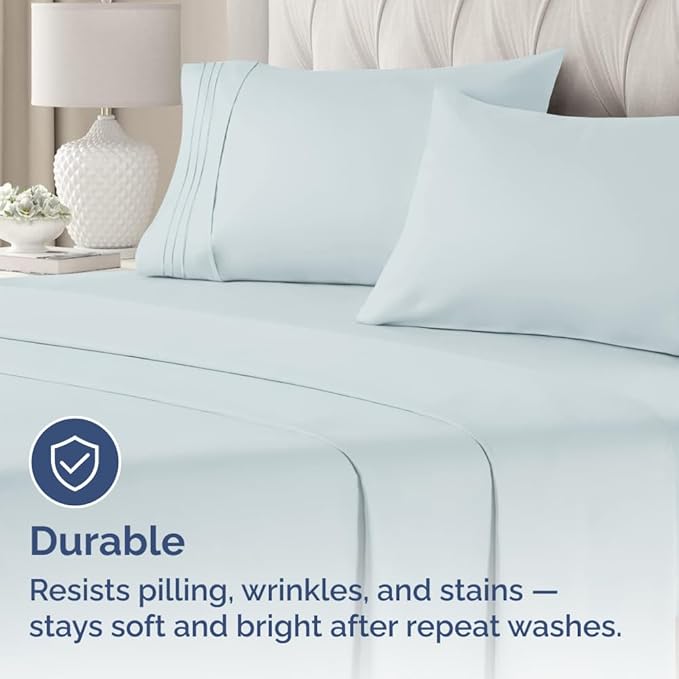 King Standard Pillow Cases Set of 2 - Ultra-Soft Hotel Quality Pillowcase Covers - Comfy, Cozy & Fade Free - Wrinkle Resistant - Machine Washable Pillow Protectors - 2 Piece Set - Sky Blue