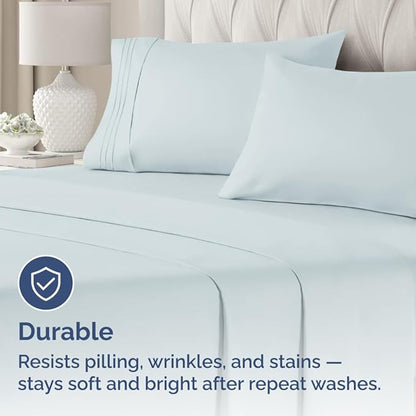 King Standard Pillow Cases Set of 2 - Ultra-Soft Hotel Quality Pillowcase Covers - Comfy, Cozy & Fade Free - Wrinkle Resistant - Machine Washable Pillow Protectors - 2 Piece Set - Sky Blue