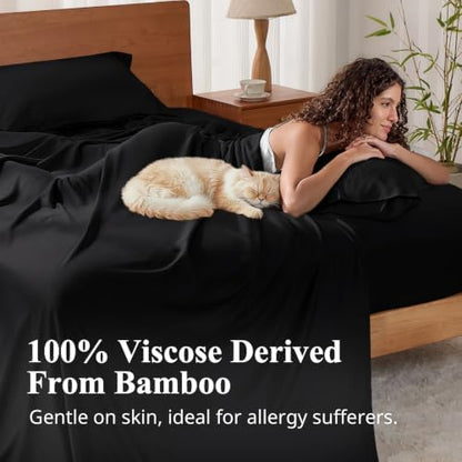 Bamboo Viscose Sheet Set California King Size, Cooling Sheets 4pcs