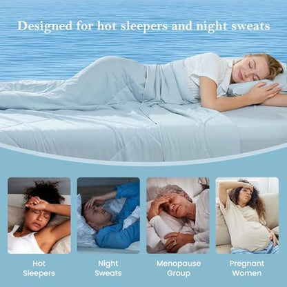 Cozy Bliss Cooling Comforter King XL Size, Cooling Blankets for Hot Sleepers and Night Sweats, Blue Summer Comforter for King XL Bed, Breathable Soft Lightweight Silk Smooth