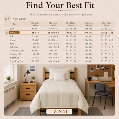 CozyLux Twin XL Comforter Set Beige - 5 Pieces Complete Bedding Set