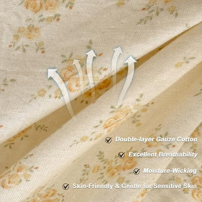 VM VOUGEMARKET Vintage Yellow Floral Duvet Cover Twin 68"x86"