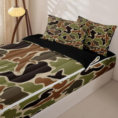 Feelyou Duck Camouflage Hunting Comforter Set Twin Size Kids Boys Girls