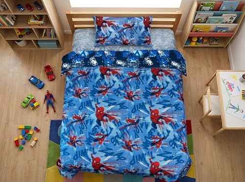 Marvel Spiderman Twin Comforter Set, Reversible Design Ultra Soft Fade Resistant Microfiber Kids Bedding Set, Officially Licensed