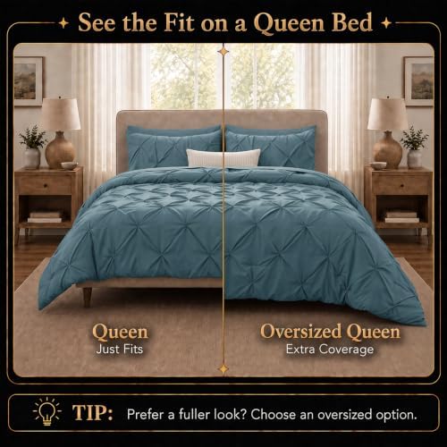 CozyLux Oversized Queen Comforter Set Mineral Blue, 7 Pieces Bed in a Bag