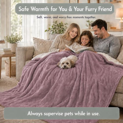Electric Heated Blanket 84"x90" Queen Size, Berry