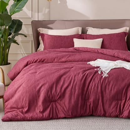 Bedsure Red Twin Comforter Set, Soft College Dorm Room Essentials 2 Pcs