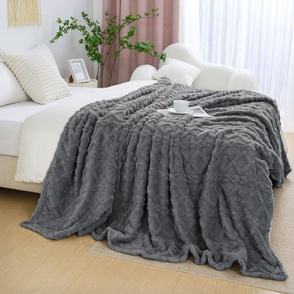 Aganear Fleece Throw Blanket for Bed Couch 90"x108" Grey