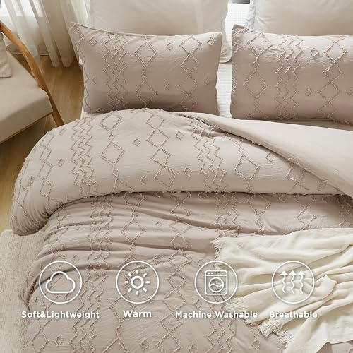 Andency Queen Comforter Set Khaki, 3 Pcs Bedding