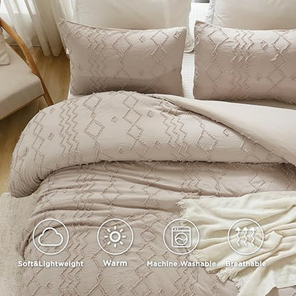 Andency Queen Comforter Set Khaki, 3 Pcs Bedding