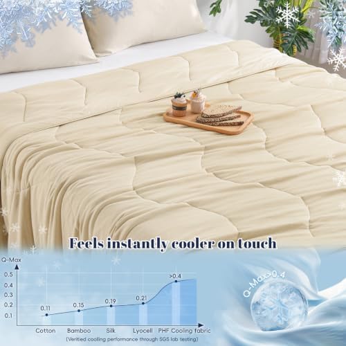 PHF Cooling Comforter, Rayon from Bamboo Soft Breathable Quilted Blanket