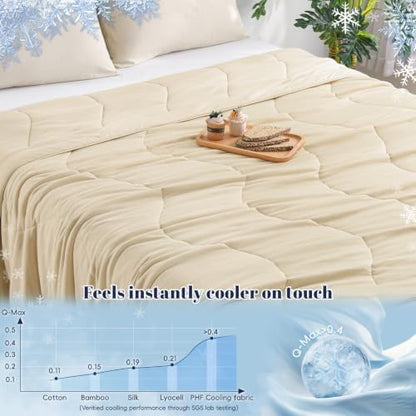 PHF Cooling Comforter, Rayon from Bamboo Soft Breathable Quilted Blanket