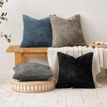 MIULEE Decorative Couch Throw Pillow Covers 16x16 Inch Navy Blue 2 Pack