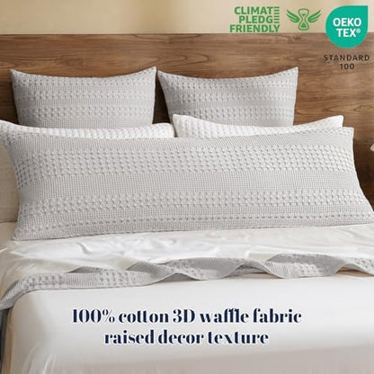 PHF Cotton Waffle Body Pillowcase 20" x 54", Light Grey, No Insert