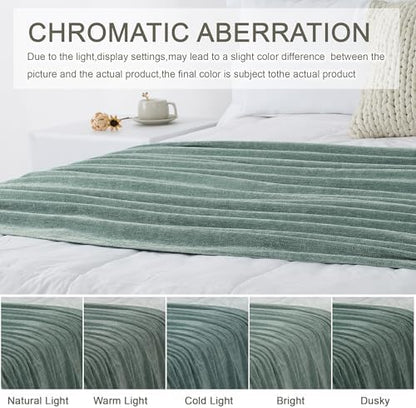 Chenille Throw Blanket for Couch 50" x 60", Sage Green