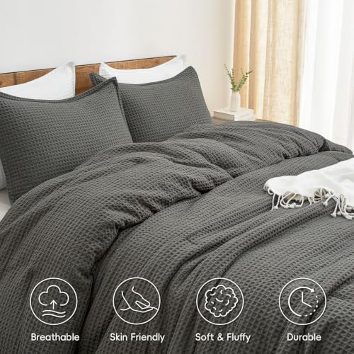 PHF Ultra Soft Waffle Comforter Set 2 Pieces Twin, Grey