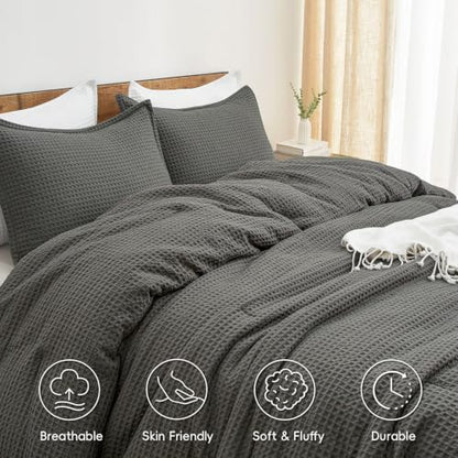 PHF Ultra Soft Waffle Comforter Set 2 Pieces Twin, Grey