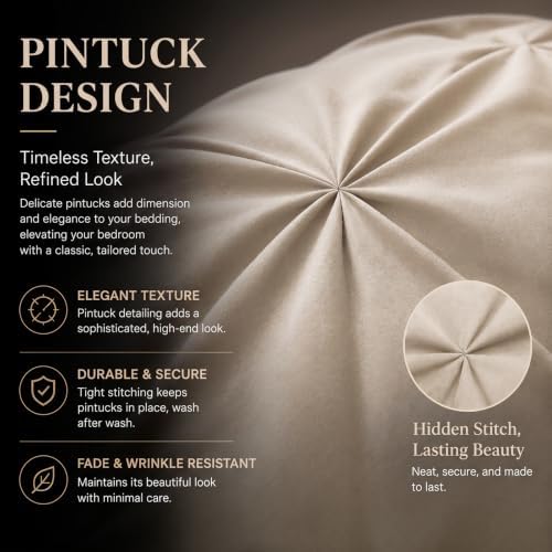 CozyLux Full Size Comforter Sets Wheat, 7 Pieces Pintuck Bed in a Bag