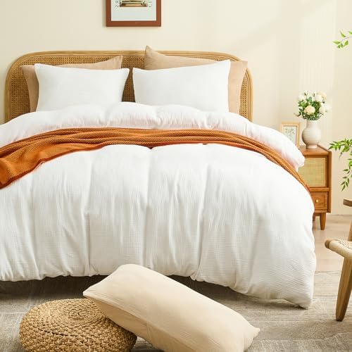 MEISHANG Muslin Duvet Cover Queen Size - 100% Organic Cotton