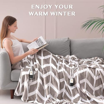 VENTIMI Heated Blanket Queen, 9 Heat Levels & 2-10 Hours Auto Off, Beige