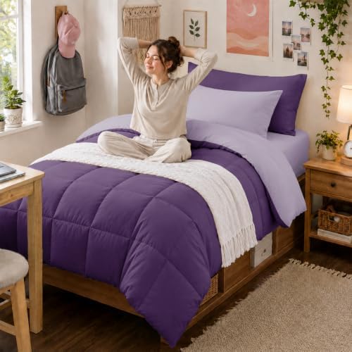 Anluoer Twin Comforter Set, 5 Piece Bed in a Bag Twin Bedding Sets