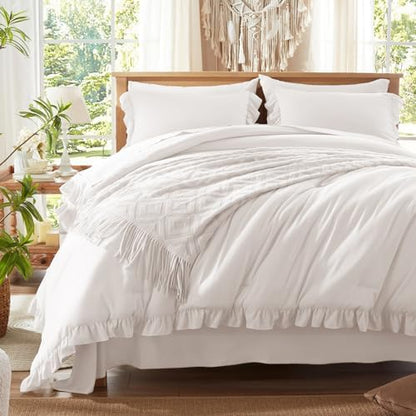 Anluoer King Size Comforter Sets 7 Piece,Ruffle Bed in a Bag Bedding Set